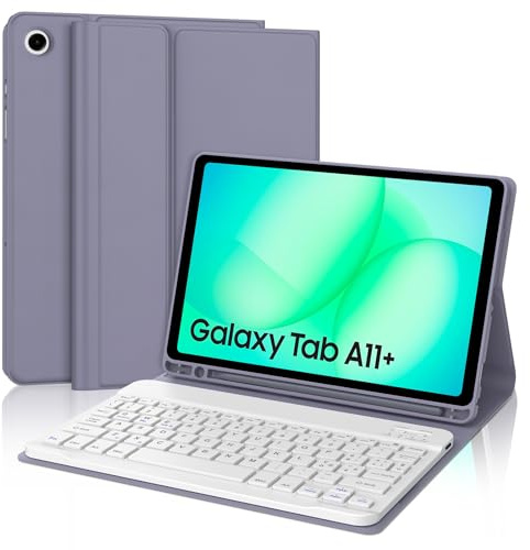 Tastiera Cover per Samsung Galaxy Tab A11 Plus/A11+ 2025/A9+ 11 Pollici | Keyboard Magnetico Staccabile, Italiano QWERTY, Custodia Tastiera Senza Fili Bluetooth con Portapenna, Viola grigio
