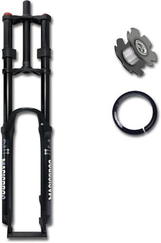 CUCKQUIC Fourche Avant de vélo 26/27,5/29 Pouces, Fourche à Double épaulement 1-1/8 Pouces, Fourche à Suspension pour vélo de Descente, Frein à Disque, débattement de 160 mm A,27.5