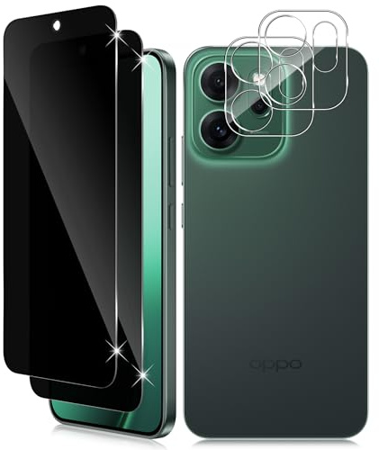 Vanrain Protector de Pantalla Privacidad para OPPO Reno 14 FS/14 F 5G, 2+2 Piezas Antiespia Cristal Templado y Protector de Lente de Cámara (No compatible con Función de Huellas Dactilares)