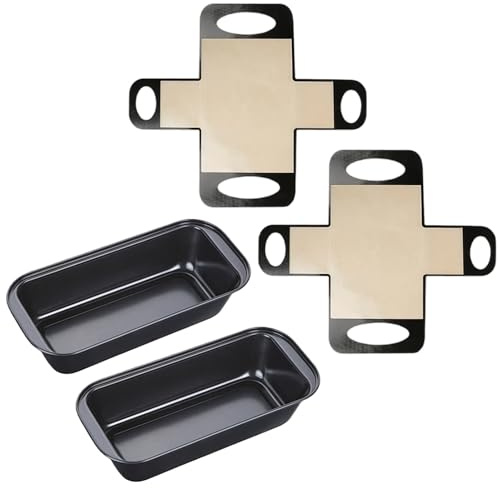 PORFOYO Brotbackform Kasten, 2er Set Extra Wandstärke Kastenform, Schnitt- & Kratzfeste Brot Backform Rechteckig, Antihaft Brotform Mit 2x Backmatte Für Brote Gebäck Kuchen (Schwarz)