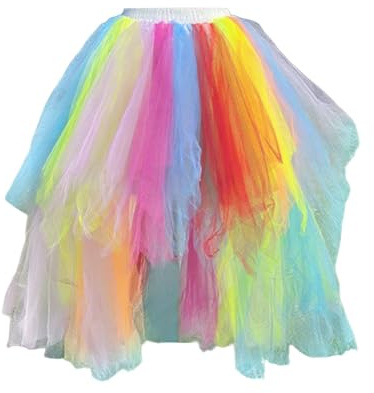 Generisch Falda de capa de color, cintura alta, con cintura elástica, falda de tul roja para mujer, disfraz de carnaval, 2026, falda de tul para adultos, blanca, multicolor, talla única