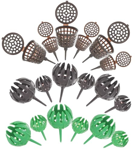 POPETPOP Lot de 30 Boîtes à Engrais en Plastique pour Bonsaï et Jardinage, Paniers à Fertilisation Résistants aux Intempéries, Tailles Grandes et Petites, Couleurs Vert et Café,