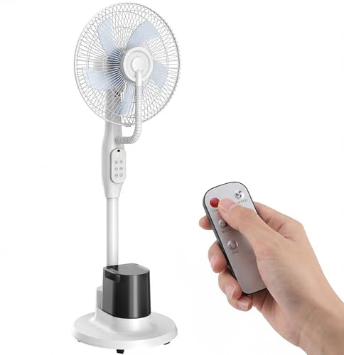 HOMCOM Ventilador con refrigeración por agua, humidificador silencioso, inclinable, incluye pulverizador, mando a distancia, temporizador, oscilante y 3 velocidades 90 W, color blanco
