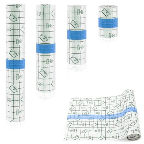 4 Rollen Second Skin Tattoo Folie, 5/10/15/20 cm x 2 m transparente PU Folie, wasserfestes Tattoo Pflaster, Wundverband & Schutzfolie für Aftercare, Duschpflaster