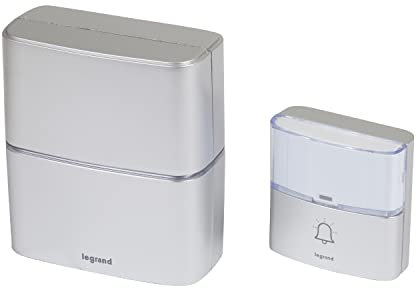 LEGRAND, Funkklingel-Set Premium batteriebetrieben mit MP3-Funktion, 1x wasserdichtem Klingeltaster (IP54), 1x Gong mit 30 Melodien, 100m Reichweite, 094271