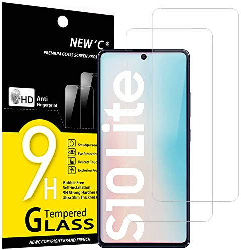 NEW'C 2 Stück für Samsung Galaxy S10 Lite für Panzerglas, Frei von Kratzern, 9H Härte, HD Displayschutzfolie, 0.33mm Ultra-klar, Ultrabeständig