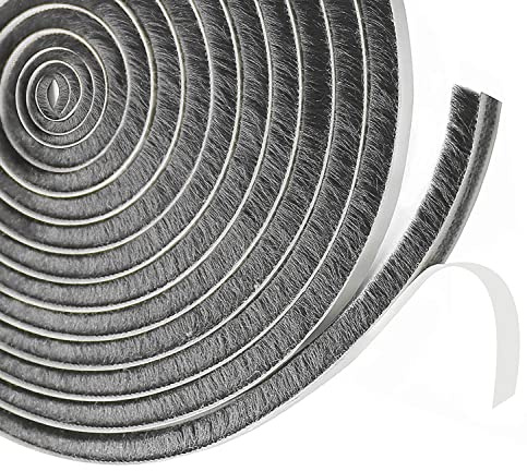 Borsttätning, dörrtätning, självhäftande 9 mm (B) x 9 mm (D) x 6 m (L), dörrbottentätning insektsskydd, tätningsborste för dörr, fönster, garderob, dragstoppare för dörrar