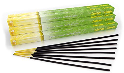 Premium Räucherstäbchen Zitrone: natürlich traditionell aus Indien in fairer Herstellung. Großpackung mit 10 Boxen = 80 Stück je 45min. Ideal für Draußen / Outdoor