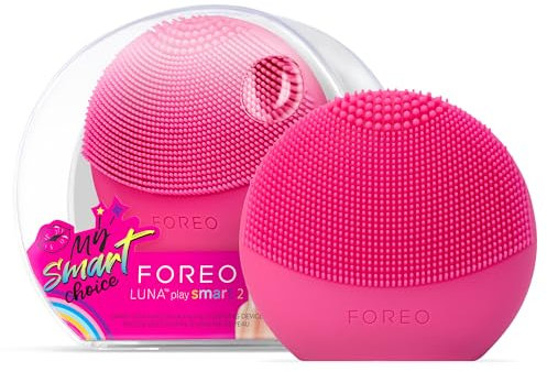 FOREO LUNA Play Smart 2 Dispositivo per l'analisi della pelle e la pulizia del viso per tutti i tipi di pelle, con batterie AAA sostituibili, Cherry Up