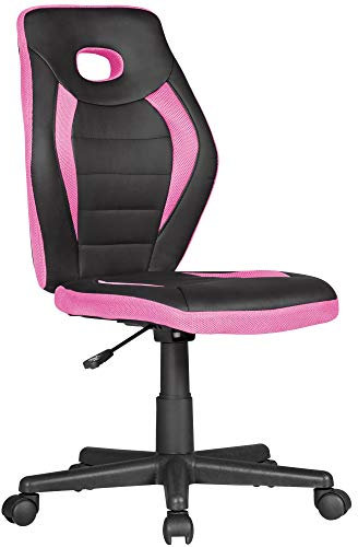 KADIMA DESIGN Jugenddrehstuhl, hohe Rückenlehne, Schulterunterstützung, Kunstleder und Mesh, max. 60 kg Belastbarkeit Farbe: Rosa