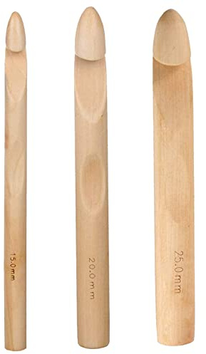 BLMHTWO 3 Stück Häkelnadel Set，Crochet Hook Hölzerne Häkelnadel Groß Stabil und Glatt DIY Holzstricknadel-Set für Anfänger Stricken Nähen(15mm 20mm 25mm)