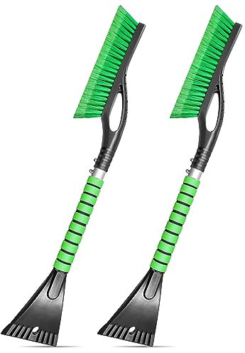 SEAAES Eiskratzer Auto mit Besen - Abnehmbarer Schneebesen Auto - 69cm Stabiler & Langlebiger Scheibenkratzer Auto - Effektiver Auto Eiskratzer Schneebürste für LKW SUV Windschutzscheibe - 2pcs
