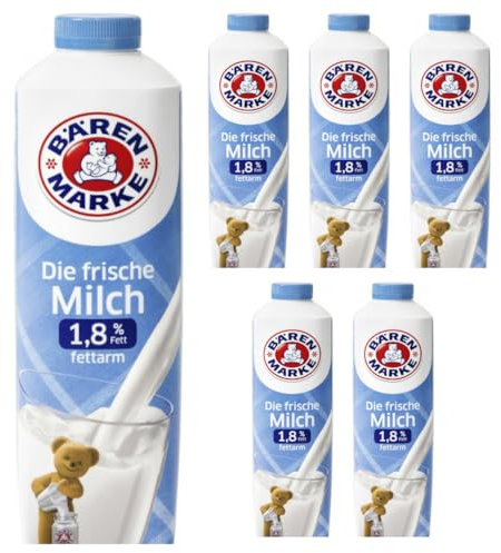Bärenmarke Die frische Milch fettarm 1,8% 1 l x 6 Stück [Frischegarantie]