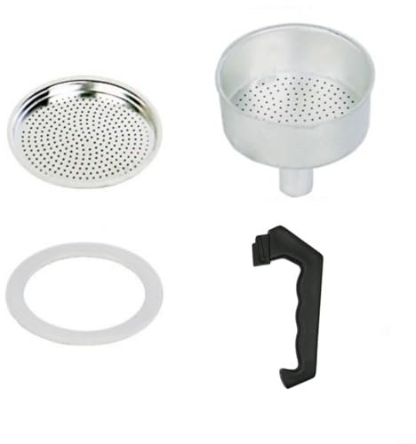 EpheyFIF Poignée, joint d'étanchéité, entonnoir, filtre ensemble de remplacement en silicone pour cafetière à café en acier inoxydable, ensemble d'accessoires pour cafetière à moka (9 tasses)