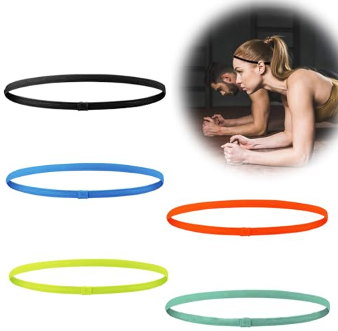 Fc'Noqgn Bandeau de transpiration pour enfants, set de 5 bandeaux élastiques antidérapants, bandeaux pour garçons et filles, football pour garçons, jogging, cyclisme, fitness