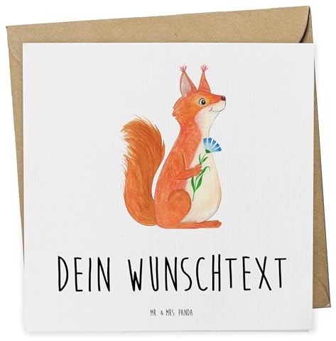 Mr. & Mrs. Panda Personalisierte Karten Eichhörnchen Blume - Geschenke, Spaß, Motivation Sprüche, Lustige, karte personalisiert, Grußkarten, glücklich Spruch, Eichhorn, Grußkarte, Lachen