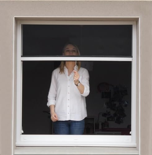 MadeInNature, Moustiquaire PVC enroulable, Châssis blanc, facilement recoupable, Tailles au choix (Châssis Blanc, 1 Moustiquaire Largeur 130cmx160 recoupable)