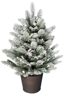 ArtiTree - Künstlicher Weihnachtsbaum 80cm im Topf mit LED & Schnee - Christmas Tree für Innen, Kunstlich Baum für Weihnachtsdeko, Realistische Optik