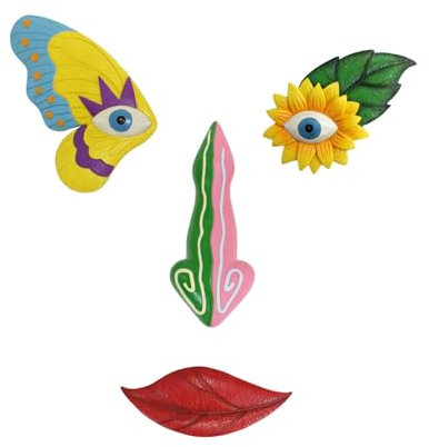 YHAILI Statues en résine pour décoration extérieure de jardin coloré papillon arbre visage sculptures ornement