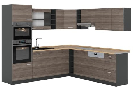 Vicco Eckküche R-Line, Edelgrau/Anthrazit, 247 x 237 cm