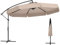GOPLUS Sombrilla de Jardín con Funda, 3m Sombrilla Voladiza con Ajuste de Inclinación, 8 Varillas Metálicas, Parasol Colgante con Manivela, Sombrillas Terraza Exterior para Piscina Mercado (Beige)