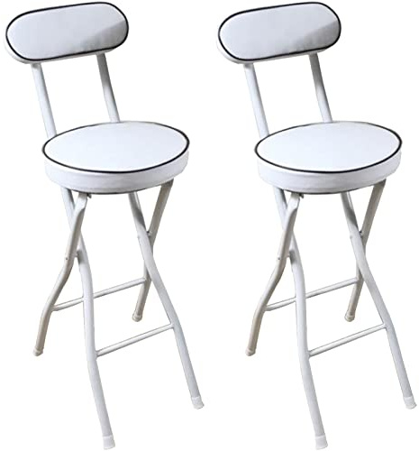 Sgabelli alti pieghevoli con schienale (bianco/nero) 56 cm/61 cm/66 cm, sgabelli pieghevoli imbottiti con poggiapiedi, ideali per sala da pranzo, design salvaspazio