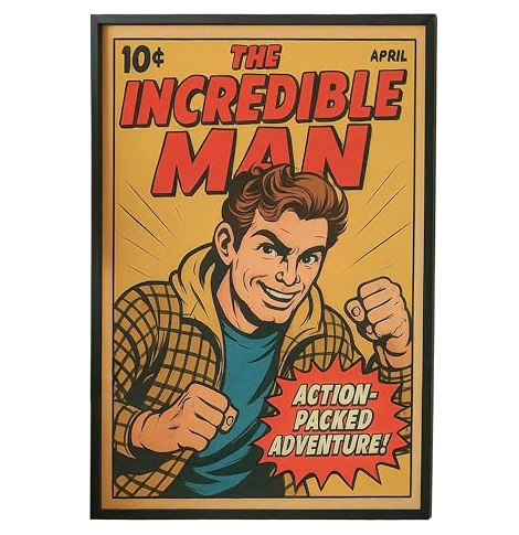 Personalisierte Poster Wandbild Selbst Gestalten im Comic Stil, Retro Bild auf Leinwand Personalisiert, Personalisierte Geschenke für Papa Mama Freund Freundin,Fotogeschenke für Weihnachten Geburtstag