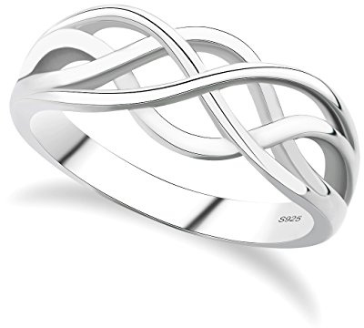 GULICX 925 Sterling Silver Celtic Everlasting Love Knot Filigree Wedding Finger Ring Size P 1/2