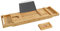 SONGMICS ausziehbare Badewannenablage aus Bambus verstellbares Badewannenbrett Badewannen Ablagen, mit Getränkehalter, Buchstütze, Seifenhalter 75-109 x 4,5 x 23 cm (B x H x T) BCB88Y