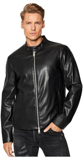 Armani Exchange Eco-Leather Blouson Bomber, Nero (Black 1200), Large Uomo