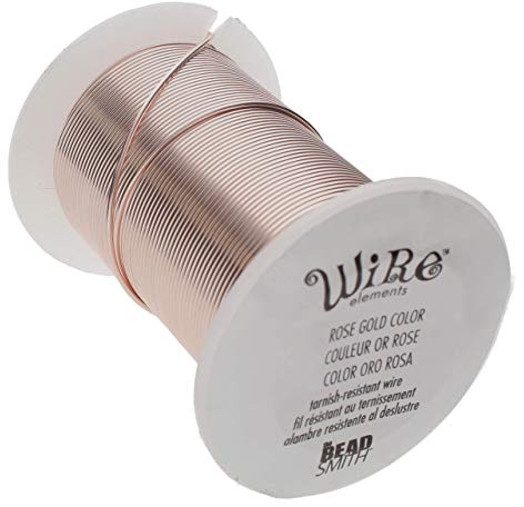 The Beadsmith Wire Elements 28-Gauge Lacquered Tarnish-Resistant Copper Wire for Jewelry Making, 40 Yard, 36.58 Meter Spool (Rose Gold Color)