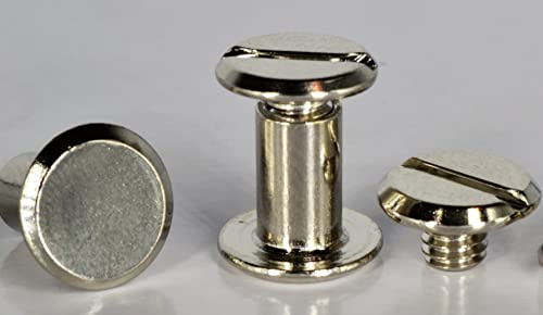 Q-tools® Buchschrauben 5mm silber | 10 Stück | Knopfnieten 5mm / Ledernietenset/Gürtelschrauben | Ziernieten, Schraubnieten | Verbindungsschrauben für Westerntrense, Taschenzubehör zum Nähen etc.