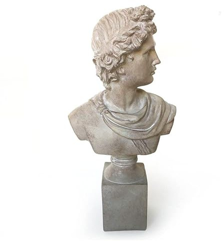 ROCKING GIFTS Figura Decorativa Busto Griego Romano Escultura Clásica Antigua Resina Efecto Piedra Elegante 36 cm