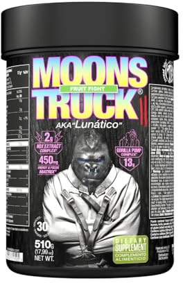 ZOOMAD LABS - Moonstruck II, Polvos Pre Entreno, Suplemente para Deportistas, Pre Workout en Polvo, con Cafeína, Citrulina y Extractos Vegetales- 510 g (Fruit Fight)