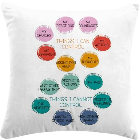 Things I Can Control Psychology Mental Health Therapy Throw Pillow Cover,Motivational Inspirational Mental Health Therapy Cushion Cover for Sofa Bed Home Decor 18 x 18 Inch,Housewarming Gifts