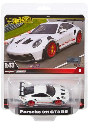 Hot Wheels Premium Porsche 911 GT3 RS , 1:43rd Scale Vehicle, Officially Licensed Replicas for Adult Collectors, Real Riders Tires, Metal/Metal Body & Chassis, HWT03