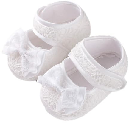 JCUGSBS Scarpe da Battesimo neonata per Principessa Bowknot con Suola Morbida Antiscivolo Ballerine Bambina