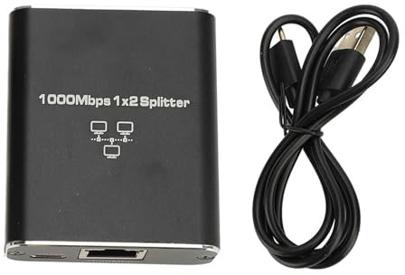 1 to 2 Ethernet Splitter, High Speed Gigabit Ethernet Splitter RJ45 Office Internet Connector USB Powered Gigabit Network Switch for Cat8 Cat7 Cat6 Cat5 Cat5e