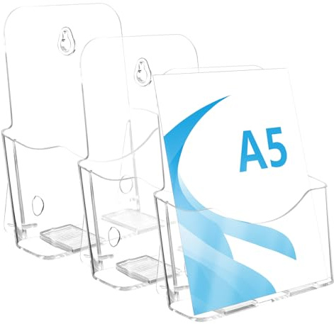 GBACHOOSE 3 Stück Acryl Prospektständer A5, Verdickung:3mm, Tisch-Prospektständer, Prospekthalter Acryl Transparenter Flyerständer für Flyer, Menü, Faltblatt, Büros, Theke, Restaurant, Hotel, Shop