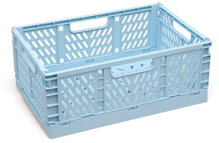 Kiokids | Caja de Almacenaje Plegable Azul 30x20x12 | Diseño Apilable y Compacto | Material Duradero Polipropileno | Ideal para Guardar y Organizar