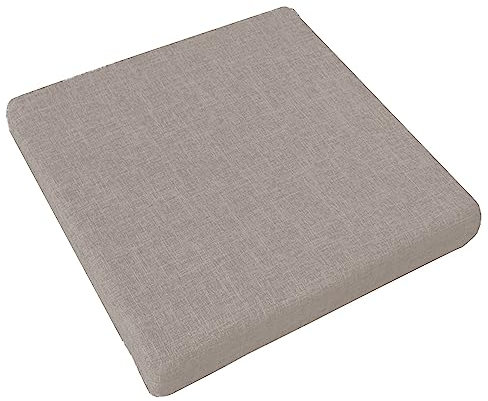 Thick Soft Square Cushion, Washable Linen Pillow for Garden, Kitchen & Office, 50x50x8 cm, Beige, Comfortable Seating Pad, Upholstered Chair Cushion