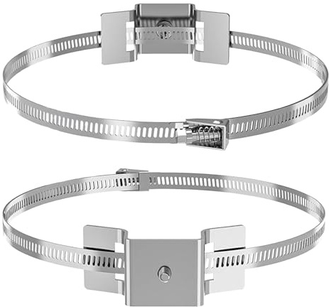 Abrazaderas de mástil – 2 piezas placa de calle abrazadera – Soporte de metal ajustable para calentador de agua, mástiles redondos cámara buzón