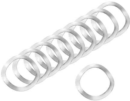 sourcing map Arandela de resorte ondulado, 100 piezas de 0.82 x 0.63 x 0.000 pulgadas (ODxIDxT) – Arandela curvada de acero inoxidable 304 para tornillo y juntas onduladas para maquinaria (plata)