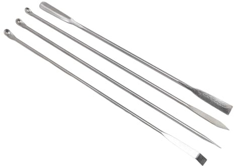 Fafeicy 4pcs in Acciaio Inossidabile Laboratorio Set di Spatola con Micro Cucchiaio per Strumenti di Laboratorio di Miscelazione Chimica e Borsa di Stoccaggio del Velluto