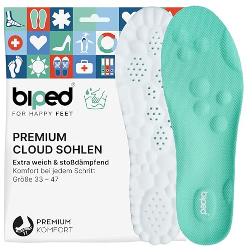 biped Cloud extra mjuka innersulor för vardag, sport och arbetsskor – Ortopediska stötdämpande skoinlägg med hälkudde – Massage skuminnersulor z2938(mint,39-41)