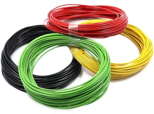 WITTKOWARE Schaltdraht-Sortiment starr 0,5mm | 4 Farben je 10m Ring | YV Kupferdraht PVC 900V | 1 Set