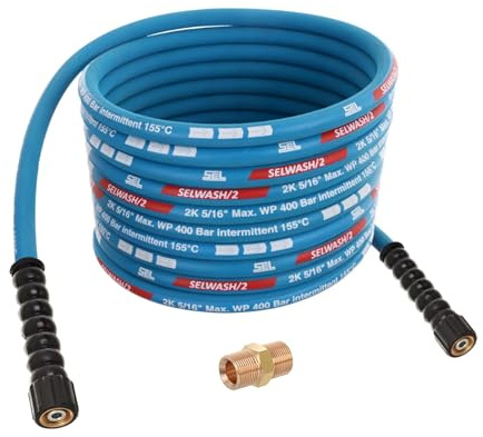 TECHKAR Hochdruckreiniger-Schlauchrohr – Kärcher Verlängerungsschlauch Ersatz – 400bar DN8 Profi M22x1,5 Hochdruckschlauch kompatibel mit Kärcher HD HDS – Blau – 20 m Schlauch