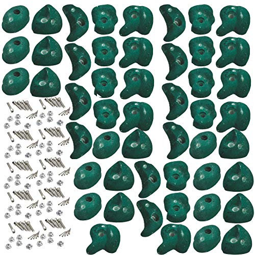 Garden Games 50 Pack of Premium Climbing Holds High Grip Polyresin with Stainless Steel Fixings (Green)