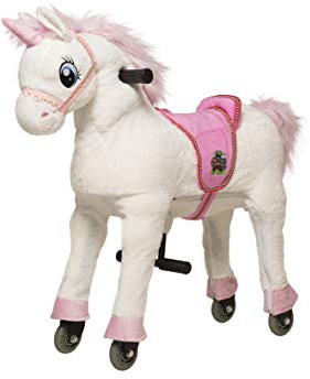 Animal riding Ridhäst, enhörning melodi (för barn från 3 år, sadelhöjd 56 cm, med rullar) ARU010S, vit, S