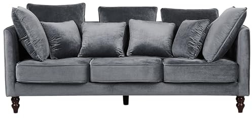 Beliani Modernes Dreisitzer Sofa in Grau Samtstoff Polsterbezug Fenstad